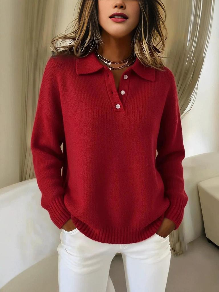 2025 Soft and Fluffy Women's Lapel Long Sleeve Sweater - Autumn/Winter European & American Lazy Style