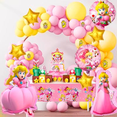 Prinzessin-Peach-Ballon-Party-Dekoration, 123-teilig, Prinzessin-Peach-Geburtstagsdekorationen, Ballons – Prinzessin-Peach-Mottoparty, Geburtstagsparty-Dekorationen, Gastgeschenke