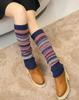 Mori Style Retro Colorful Striped Slouch Socks: Fashionable Korean Boot Covers & Leg Warmers