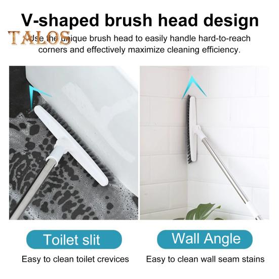 Floor Brush Ergonomic Design Heavy-Duty Long Handle Floor Scrubber with V-Shaped Brush Head Multi-Purpose Cleaner