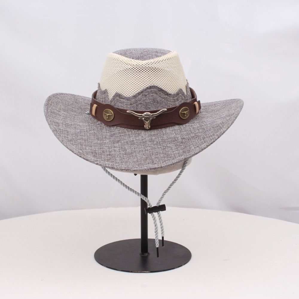 Ethnic Style Western Cowboy Hats Wide Brim Sun Protection Fisherman Cap Outdoor