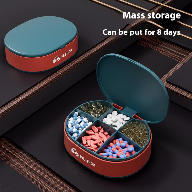 Large-capacity Portable Sealed Pill Box On-the-go Pill Dispenser Plastic Storage Box Travel Compartmentalized Small Pill Box