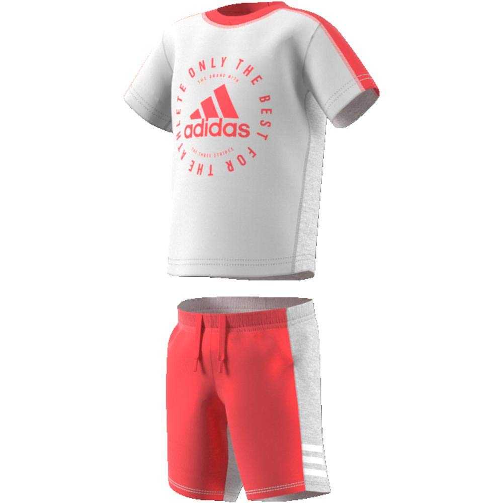 Trainingsbekleidung I Sport ID Logo Shorts Set FTM85 Kinder Pink F13 Japan 60 [Adidas] T-Shirt & [Junior] Weiß/Prisma (DV1261) (GRATIS Größe)