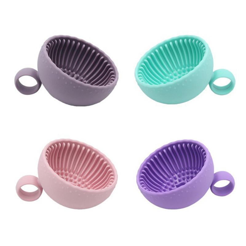 Silicone Makeup Brush Cleaner Powder Puff Cleaning Bowl Eyeshadow Brushes Wash Clean Mat Beauty Tools Soft Silicone Scrubber Box