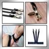Men's Adjustable Elastic Shirt Garters Suspenders Black Non-Slip Locking Clamps Crease-Resistant Leg Straps Belt Holders