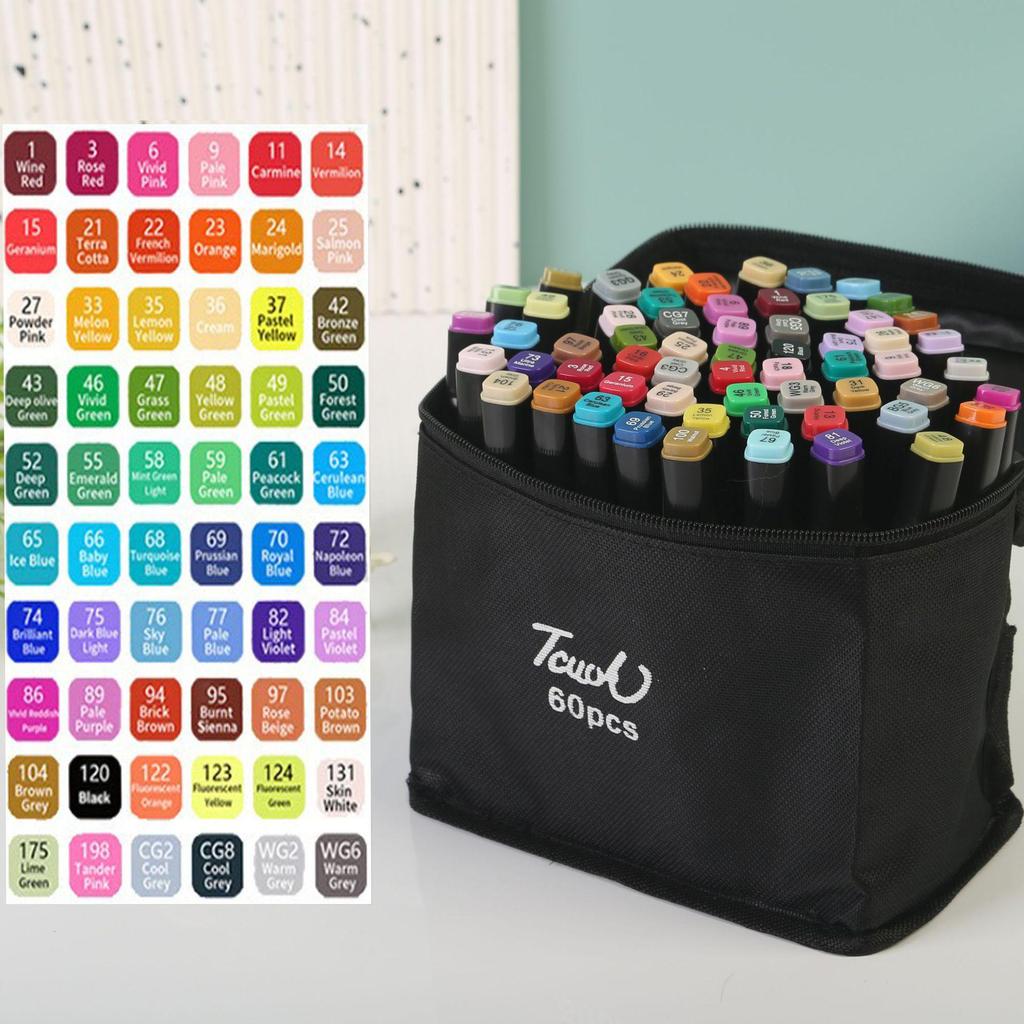 48-Color Dual Tip Alcohol Markers: Quick-Drying, Oil-Based Brushes for Kids & Students