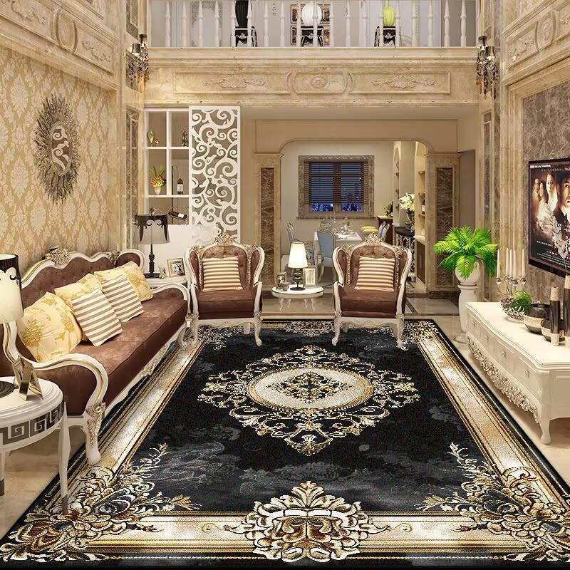 European Retro Floral Large Carpet for Living Room Luxury Decoration Rug Non-slip Bedroom Cloakroom Washable Soft Mat Floor Mats