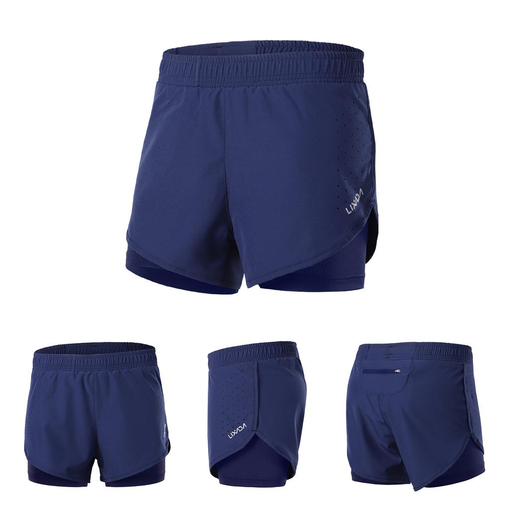 Lixada Women 2-in-1 Running Shorts Quick Drying Breathable Active Training Exercise Jogging Cycling