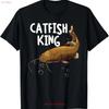 Funny Catfishing Design Unisex Dad Catfish King Fishing Hunters T Shirt Vintage Washed Fashion Stretched Unisex Breathable Soft