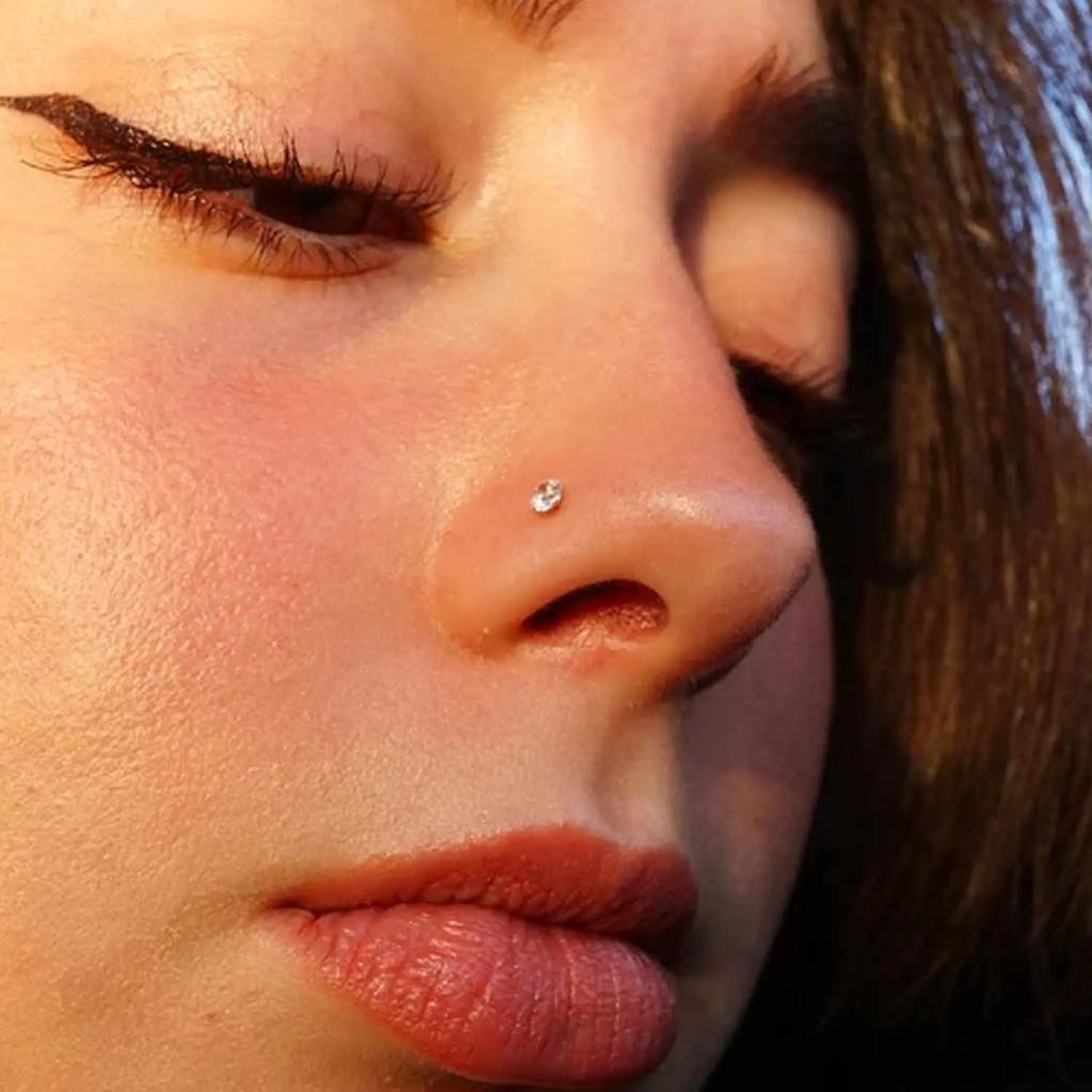 5Pcs CZ Gem Stainless Steel Nose Piercing Stud Crystal Nariz Body Jewelry S L Bone Shape Nostril Rings for Women Girl 20g 0.8mm