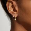 Gold Plated Star & Zircon Circle Earrings for Women - High-End Versatile Design
