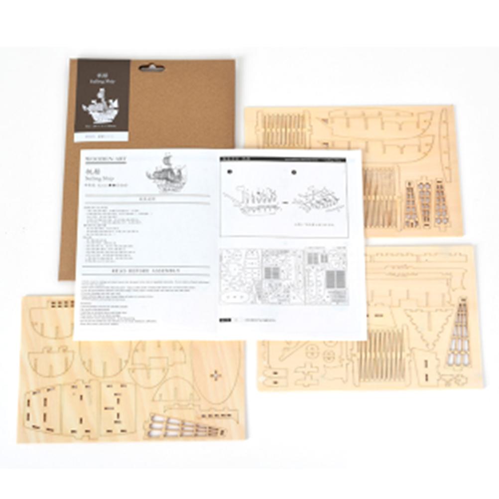 3D Wooden DIY Sailing Ship Toys Puzzle Toy Assembly Model Desk Decoration for Children Kids