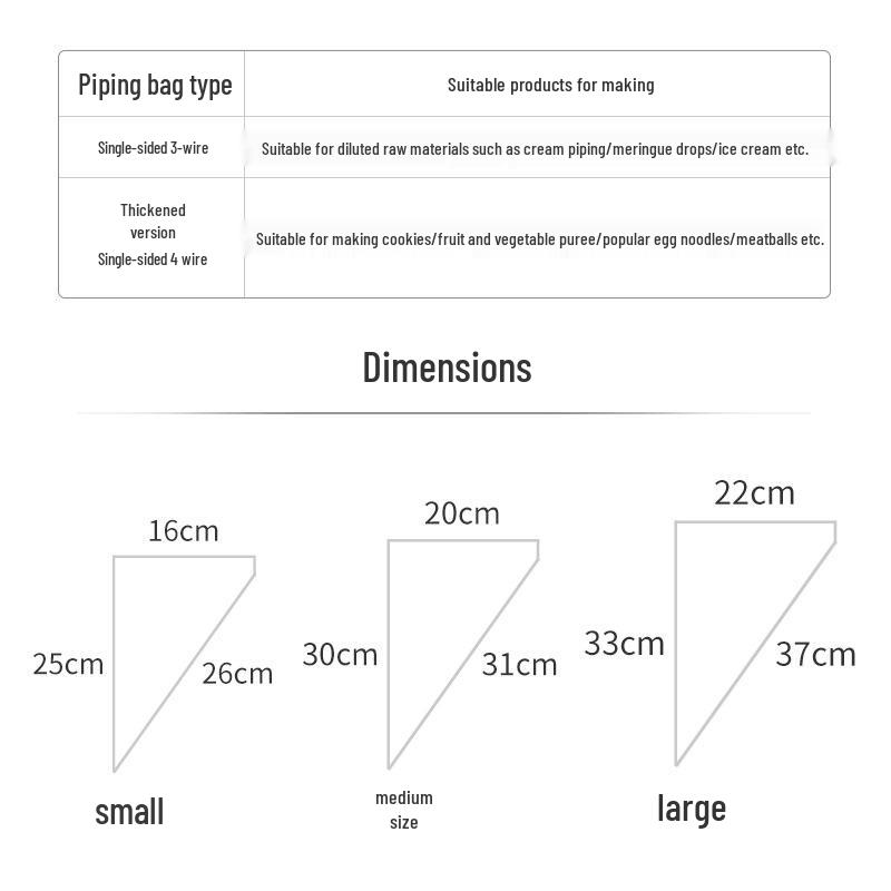 Thickened Disposable Piping Bags for Cream, Cookies, Cakes, or Baby Food
