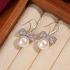 Light Luxury Niche Design High-end Sense Exquisite Fashion Earrings Full of Diamonds Bow Transfer Beads Earrings Women