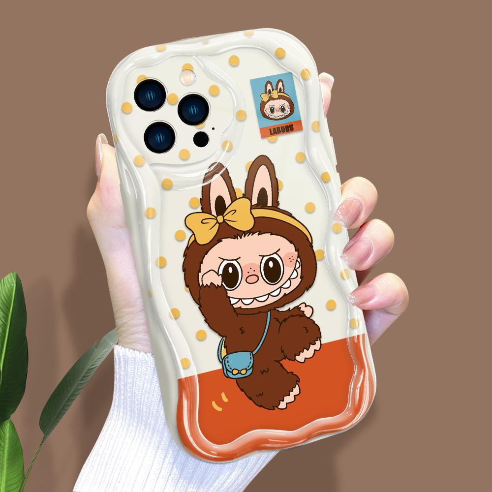 Cartoon Pattern Cream Texture Casing Wavy Edge Soft Silicone Cover Phone Case for IPhone Samsung Huawei Honor Xiaomi Redmi Infinix Tecno