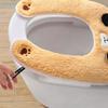 Korean-style Black Ear Dog Cartoon Plush Toilet Seat Cushion, Thickened Adhesive Universal Warm Toilet Cover