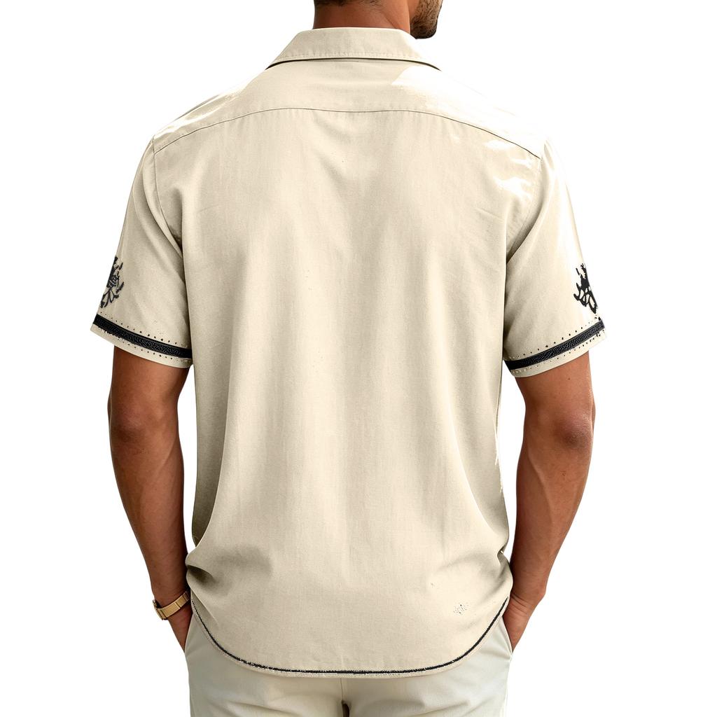 Men's Casual Short-Sleeve Collared Shirt For Spring/Summer