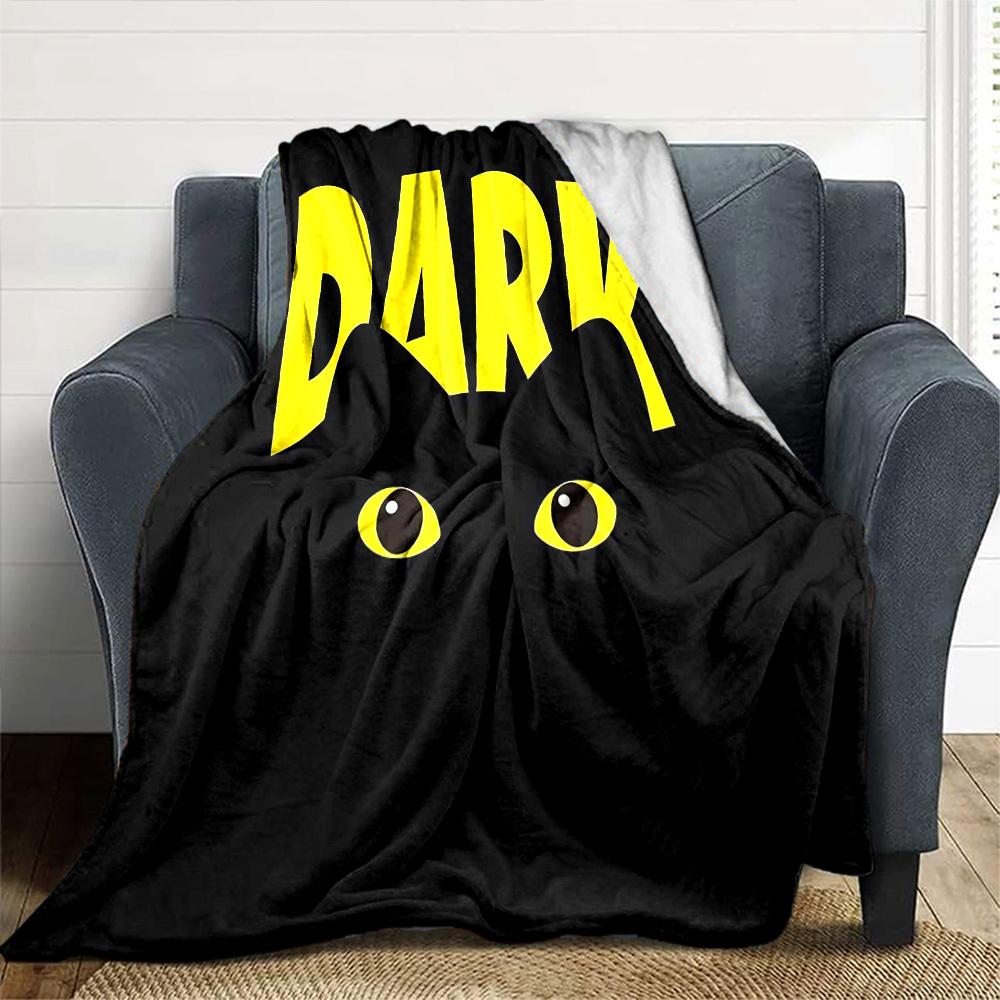 1pc DARK CAT Soft Flannel All Season Throw for Home, Office, Outdoor UseDurable Comfort Soft Warm Throw for Home