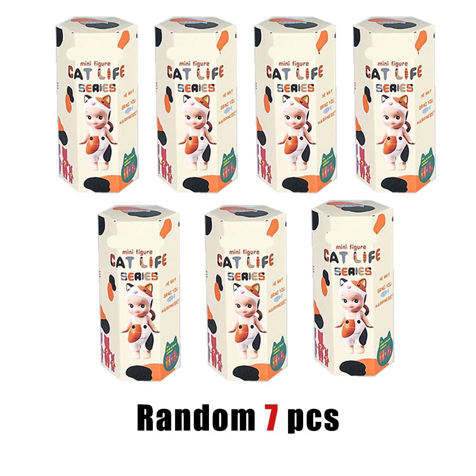 Angel Mini Figure Cat Life Series Blind Box Action Figures Toy Ornaments Doll Model for Fans Kids Christmas Gifts