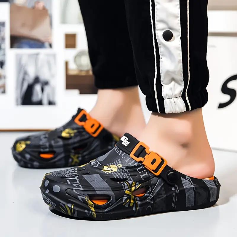 Men's Fashion Thick Sole EVA Clogs Unique Design Slip-On Breathable Garden Shoes with Safety Strap and Soft Insole Suitable for Outdoor