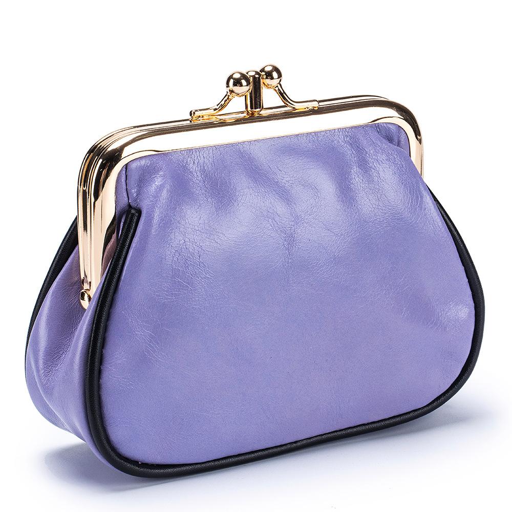 

Новый ретро двухслойный кошелек-клипса для мелочи, мини-сумка для хранения монет из кожи с масляной восковой пропиткой, женская модная золотая сумка светло-фиолетовый
