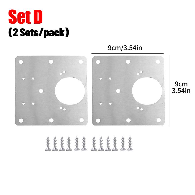 Square Metal Large Door Hinge Repair Plate Kit Stainless Steel Fix Board Replacement Furniture Cabinet Hinge Plates with Screw