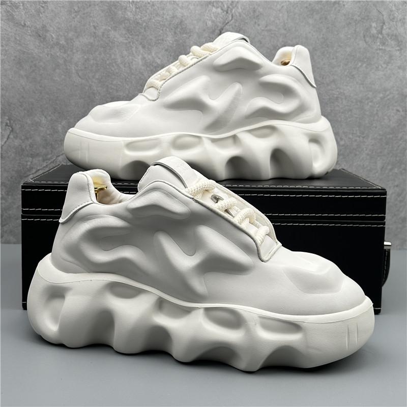 Fashion Trend High Tops New Designer Mens White Black Thick Soled All Match Shoes Mlae Causal Flats Moccasins Male Rock Walking Sneakers