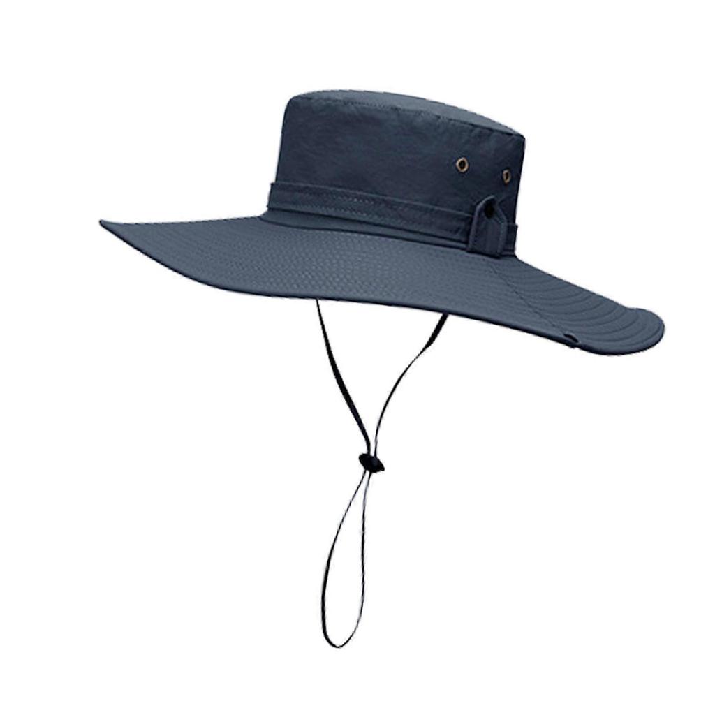 Bucket Hat Wide Brim UPF50+ Breathable Water Repellent with Adjustable Drawstring Sun Hat for Men Hiking Camping Beach Dark Blue