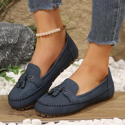Tassel Doudou Shoes Women's New One-pedal Casual Leather Shoes Tassel Soft-soled Shoes Women