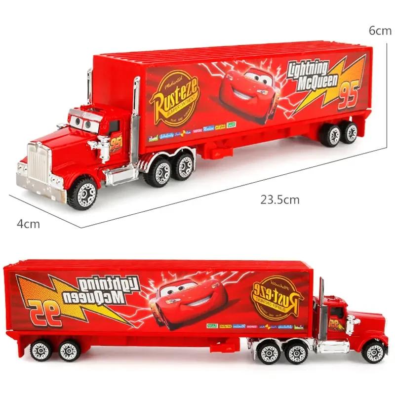 14dílná sada Pixar Cars Blesk McQueen Strýček Mack plasty Přenosné úložné vozidlo Sada Slitina auto Hračky Dětské Narozeninové Dárky