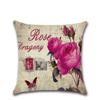 Rose Retro Cotton Linen Sofa Pillowcase Mediterranean Wind Cushion Cover