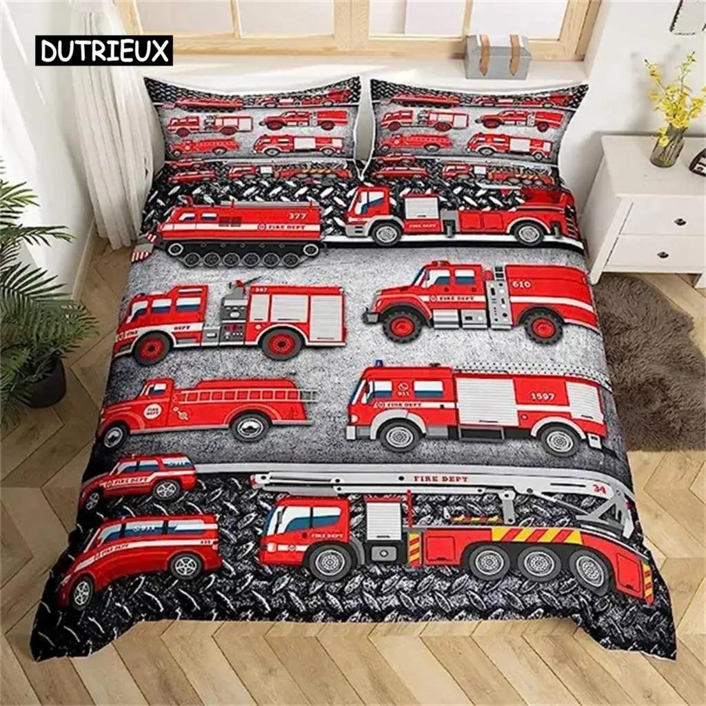Duvet Cover Cartoon Excavator Tractor King Duvet Cover Cartoon Construction Truck Bedding Sets Vehicle for Children Room Decor