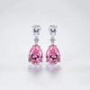 Bellitia Jewelry Engagement Royal Pink Zirconia Dangle Sterling Silver Gift for Women Earrings, Earrings, 925,