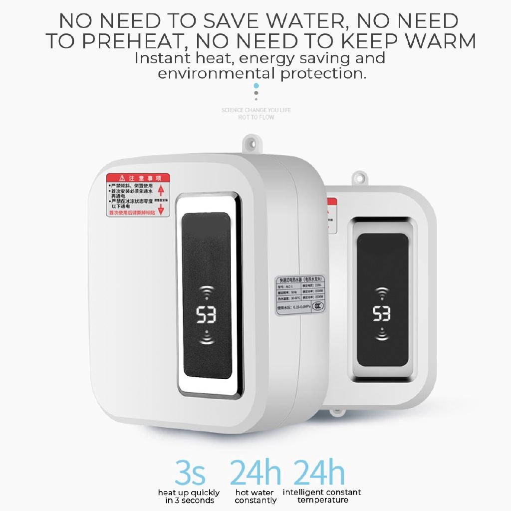 220V Water Heater Bathroom Kitchen Instant Electric Hot Water Heater Tap Temperature LCD Display Faucet Shower Tankless