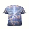 Men's 3D Digital Printed Short Sleeved Round Neck T-shirt Casual Street Style Summer Outdoor Activities Beach and Activities