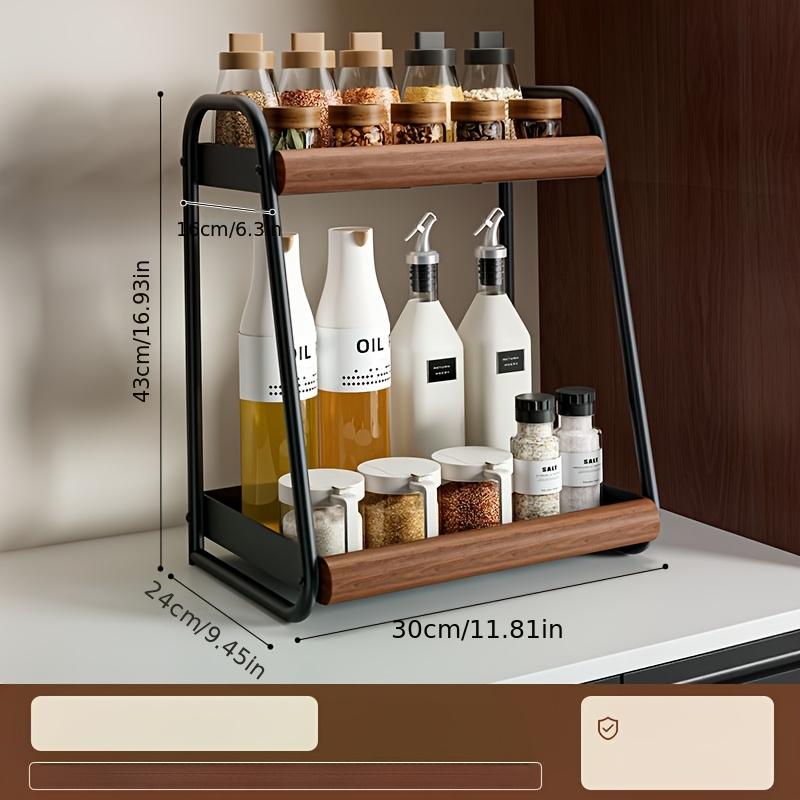 Vintage Double Layer Spice Storage Rack Anti Slip Countertop Seasonings Storage Rack Multi Functional Kitchens Accessories