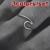 3 Colors/set Finger Rings Newest Fashion Stainless Steel Wave Ring Simple and Stylish Wave Ring Tita