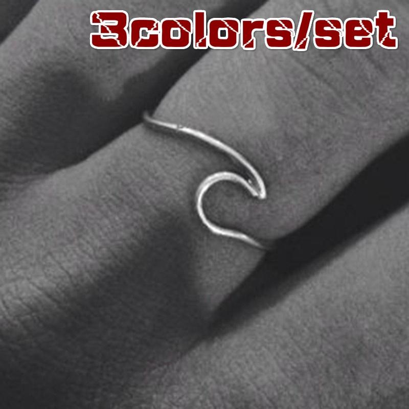 3 Colors/set Finger Rings Newest Fashion Stainless Steel Wave Ring Simple and Stylish Wave Ring Tita