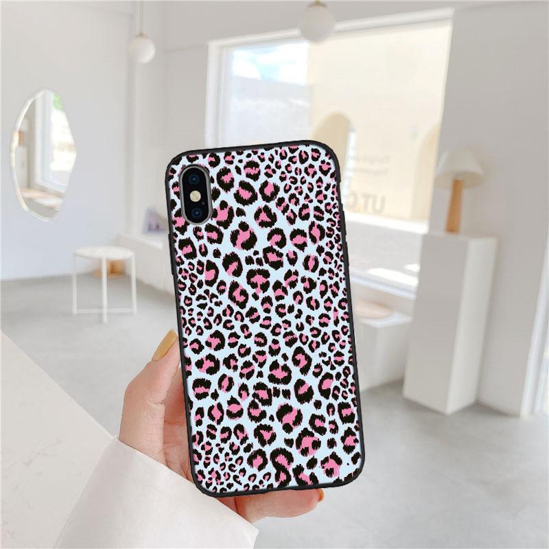 PP51 Pink Leopard Soft Shell Phone Case for iPhone SE X XS XR 11 16E 17 Pro Max Air 8 7 6 6s Plus