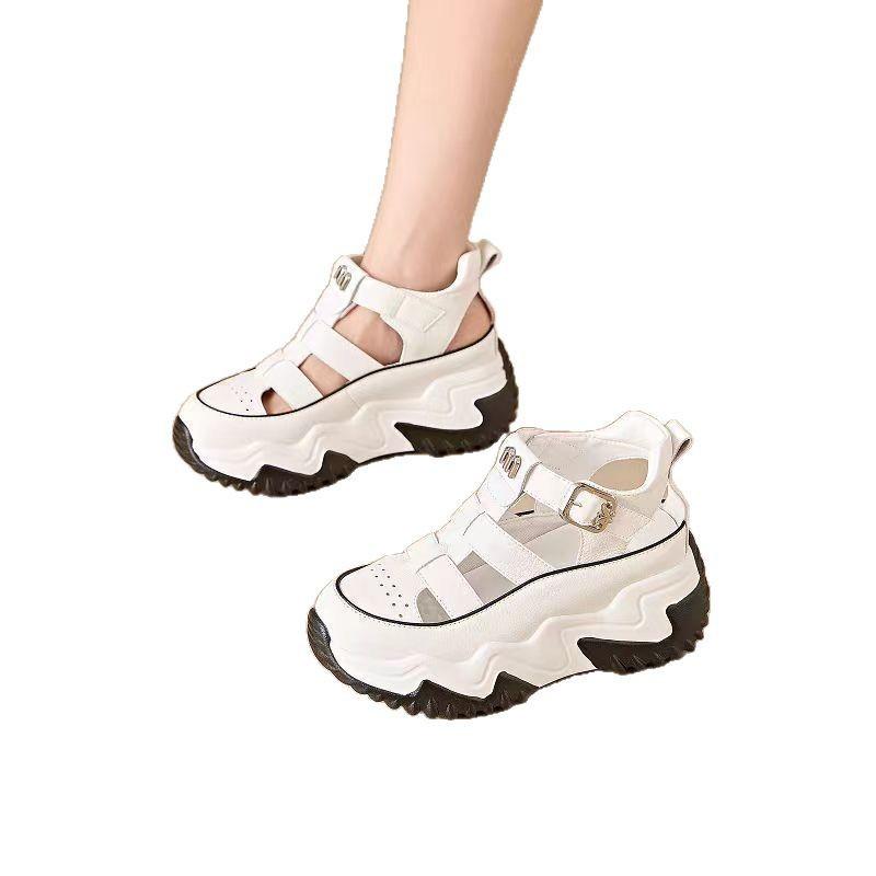 Thick-soled Hollow Dad Shoes Women's 2025 Summer New Fashion Sandals Women's Height-increasing Casual Versatile Non-slip Sneakers