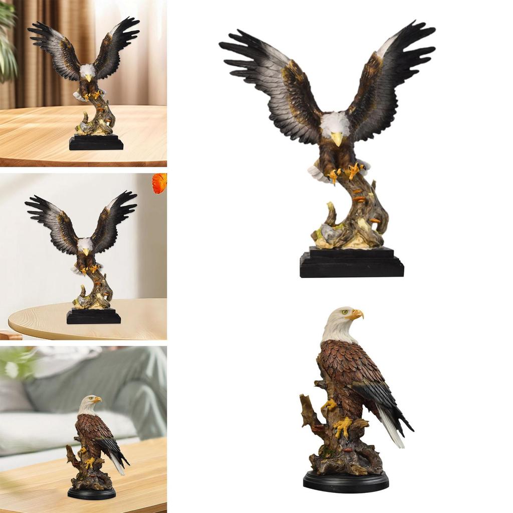 Eagle Statue Home Artwork Table Centerpiece Bird Resin Sculpture Desk Figurine for Office Hotel Father Living Room Collection