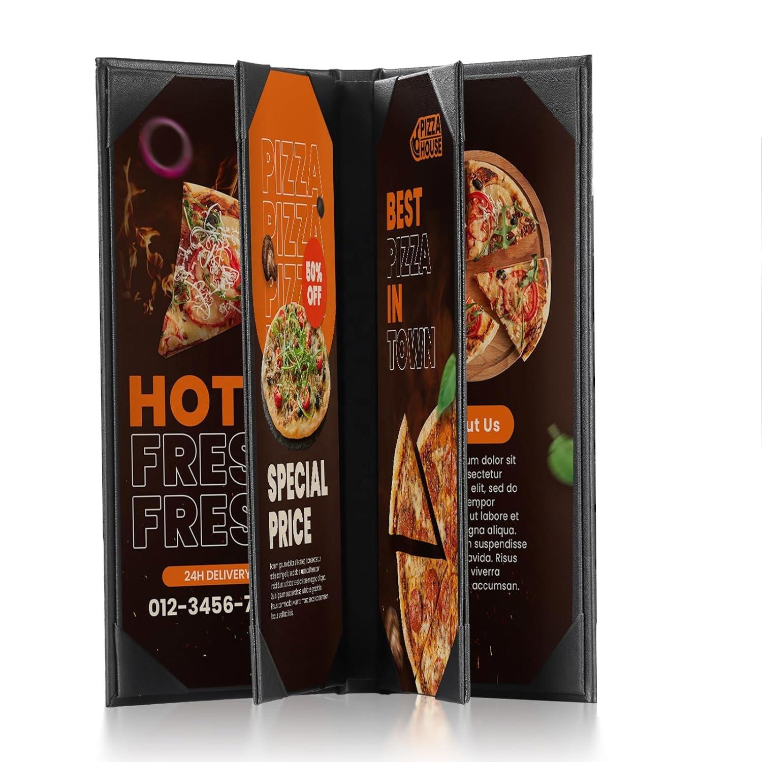 Factory Price Waterproof Menu Covers Restaurant Leather Menu Covers Customize Size Logo Leather Menu Cover A4/A5/A6