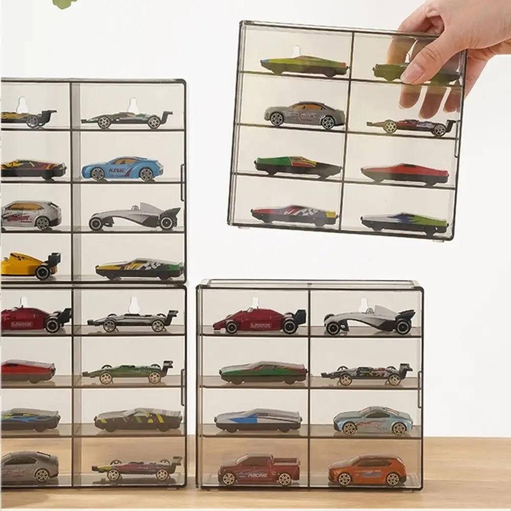 Car Model Storage Box Transparent Storage Rack with Compartments Home Stackable Jewellery Showcase Dustproof Toy Display Cabinet