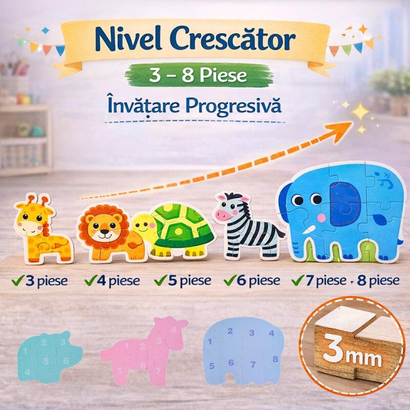 6-in-1 Animal Puzzle Set Thick Cardboard Large Pieces 3mm Sturdy Fine Motor Skills Animal Recognition Educational Toys for Kids 1-4 Years