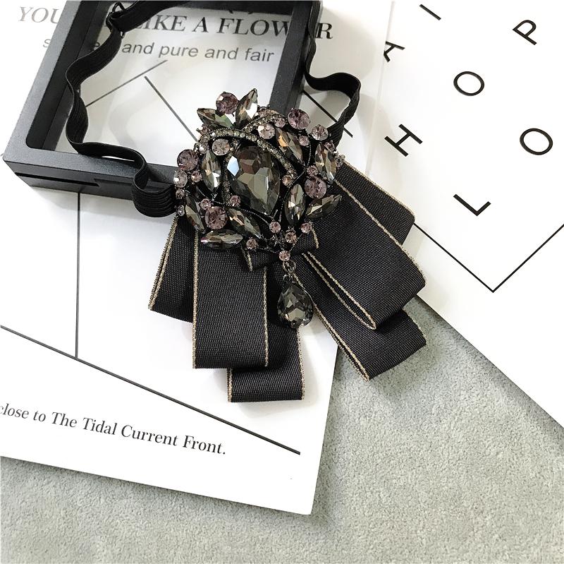 Korean Version of Bow Tie Female College Style Japanese Free-play Female Collar Flower Diamond Jewelry Shirt Accessories Male Bo
