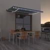 VidaXL Manual Retractable Awning with LED 450x300 Cm Blue and White 3069121