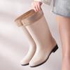 Water Boots Rain Shoes Women's Rain Boots Waterproof Fashion High Tube Thickened Non-slip Velvet Overshoes Adult Warm Water Shoes