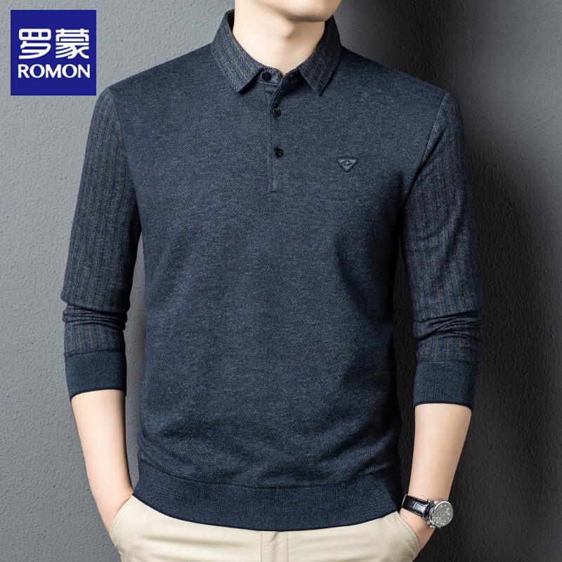 ROMON Men s Striped Wool Blend Polo Sweater L