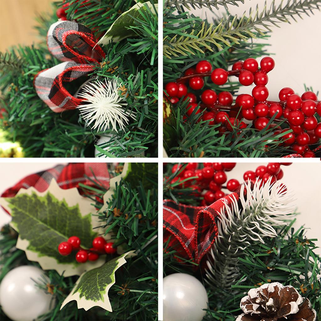 Xmas Swag Decoration Table Centerpiece Artificial Decorative Swag with Berries Pine Cone Red Bow Xmas Balls for Table Fireplace