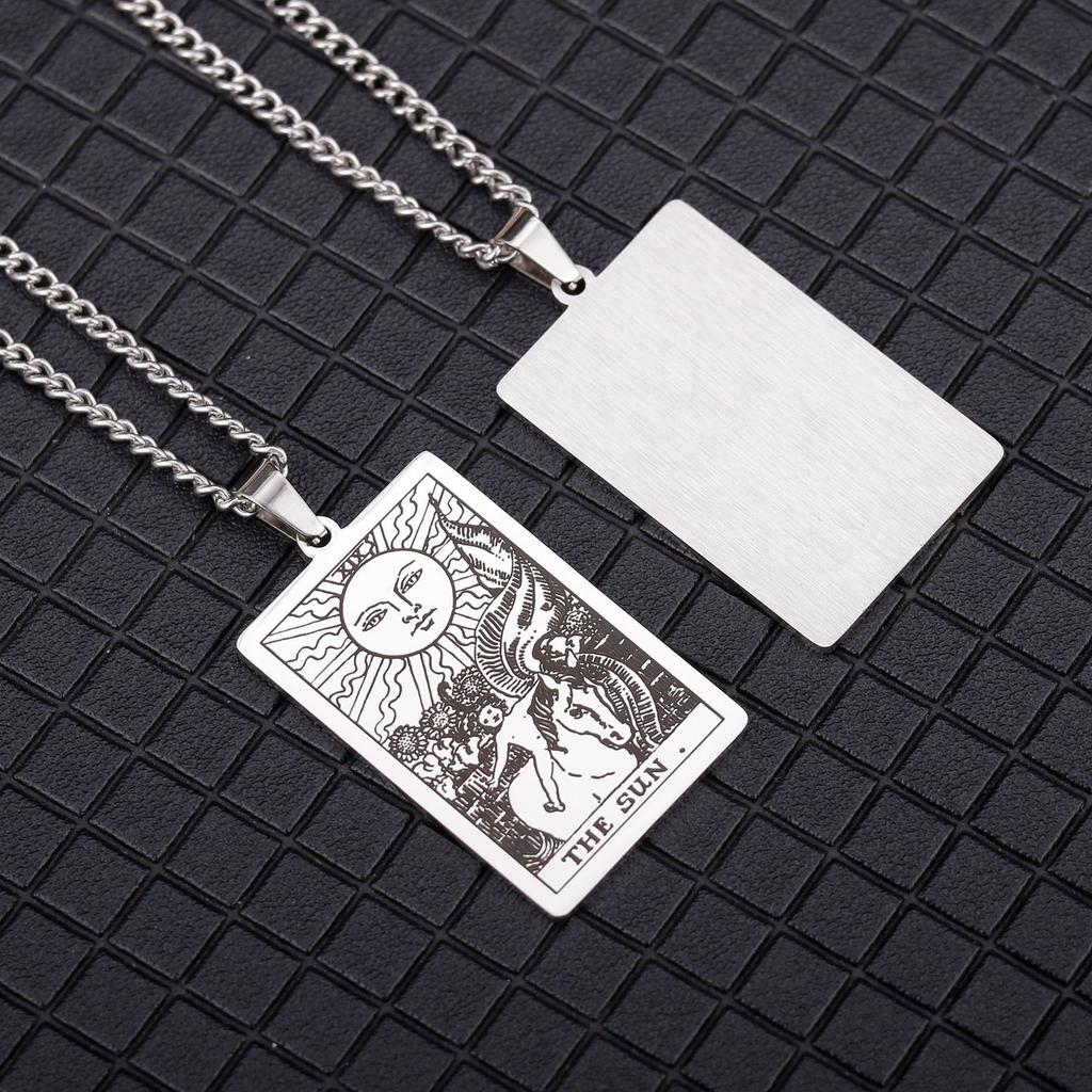 Pendant 22 Tarot Card Retro Fashion Men's Square Card Jewelry Necklace